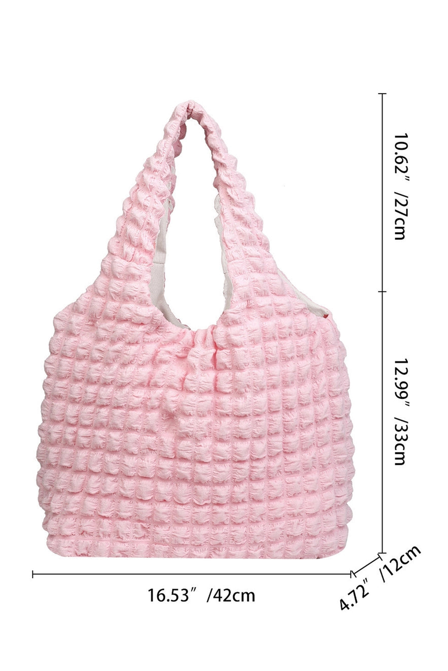Solid Bubble Textured Large Tote Bag