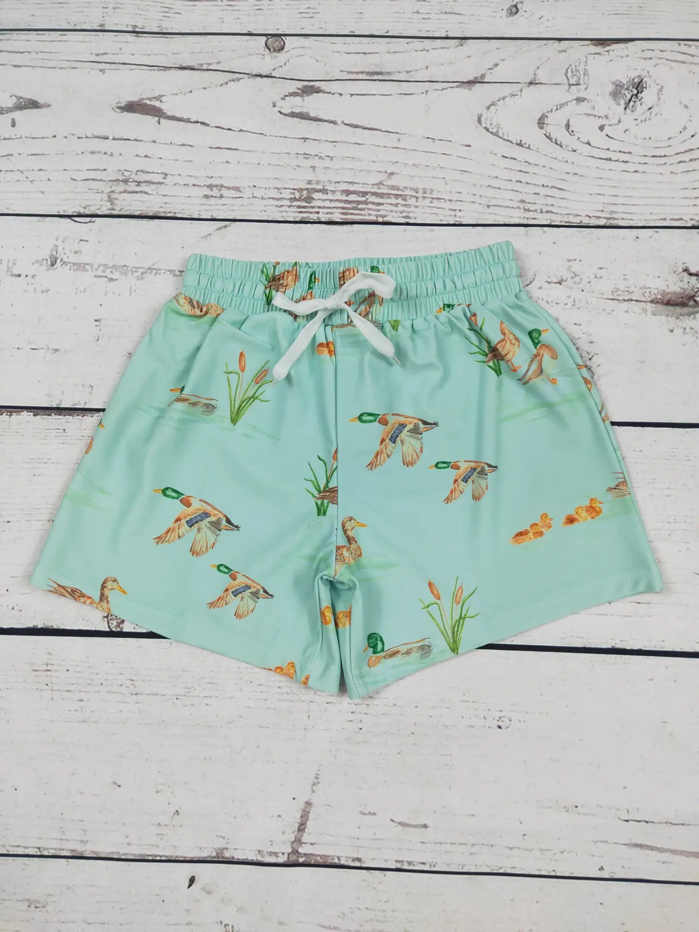 Boys Green Mallard Printed Boardshorts