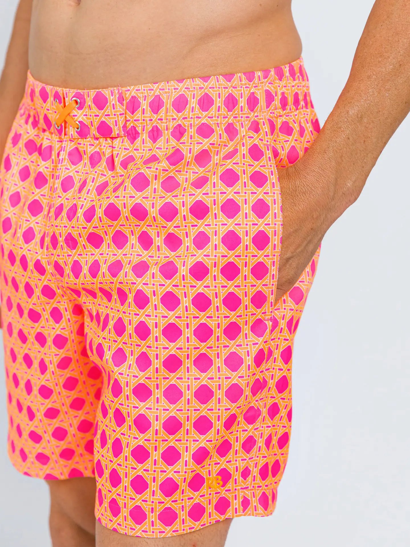 Men's Neon Sherbet Cane Swim Trunks
