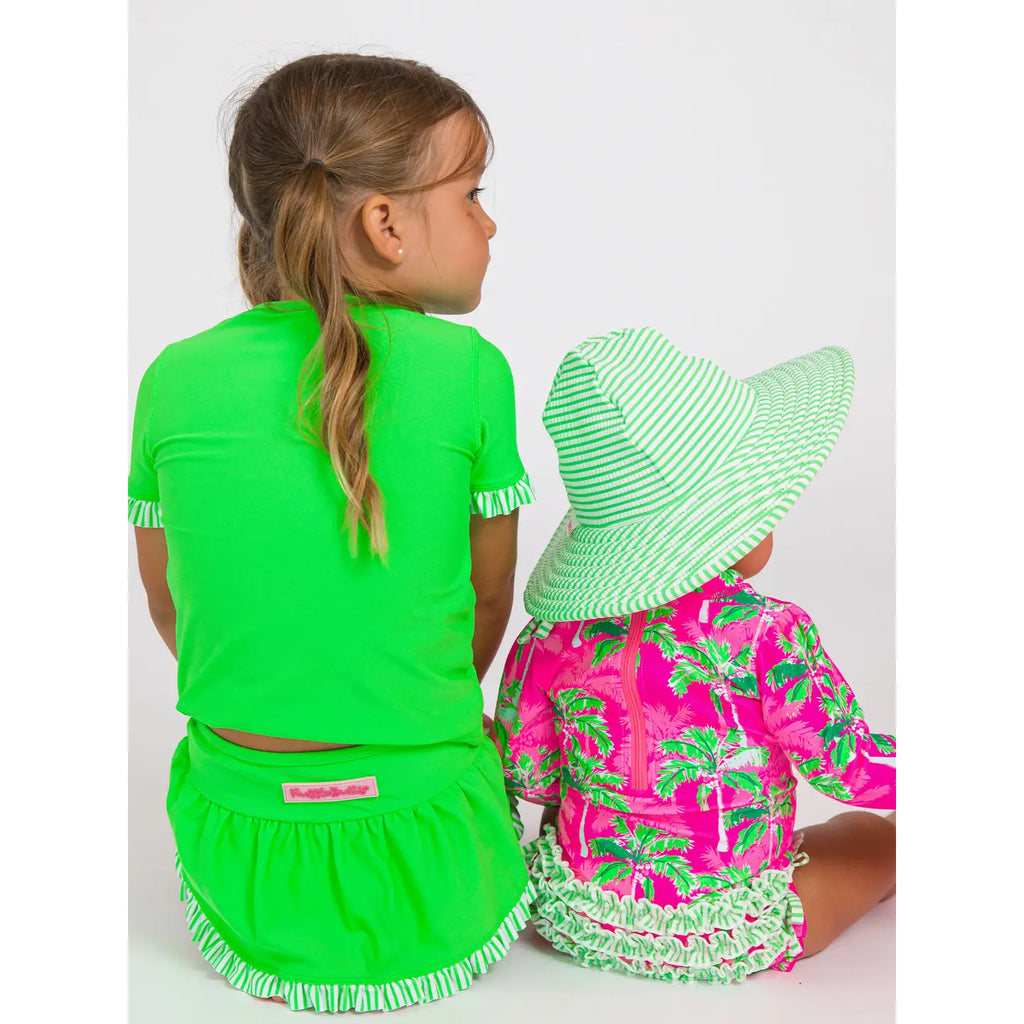 Girls Spring Green Seersucker Swim Hat