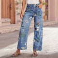Floral Patterned Jeans Light
