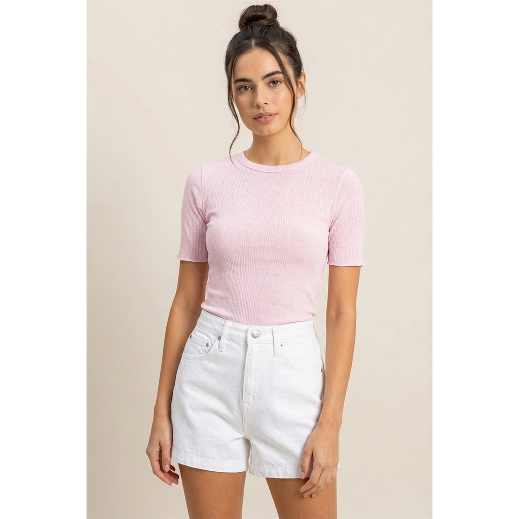 Ribbed Short Sleeve Top