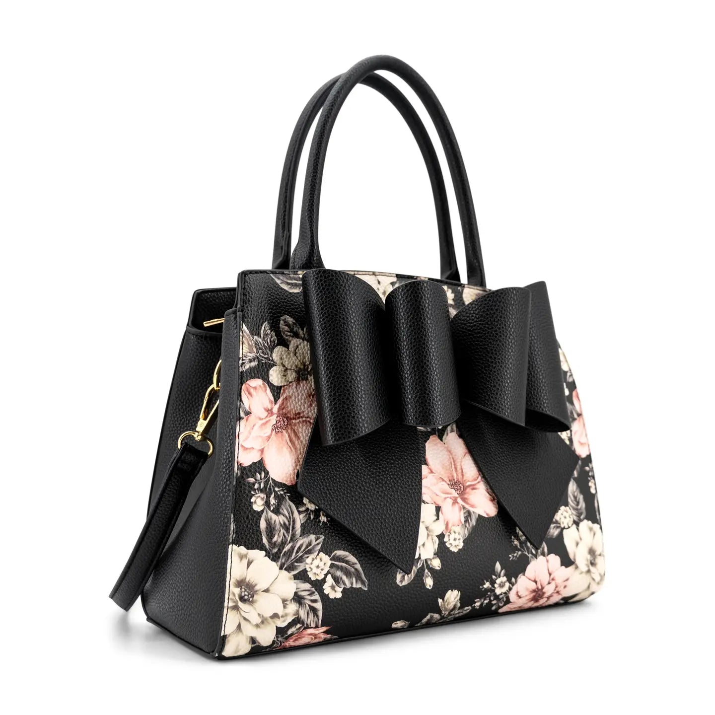 Rosalie Bow Top Handle Spring Satchel Bag-Floral Print