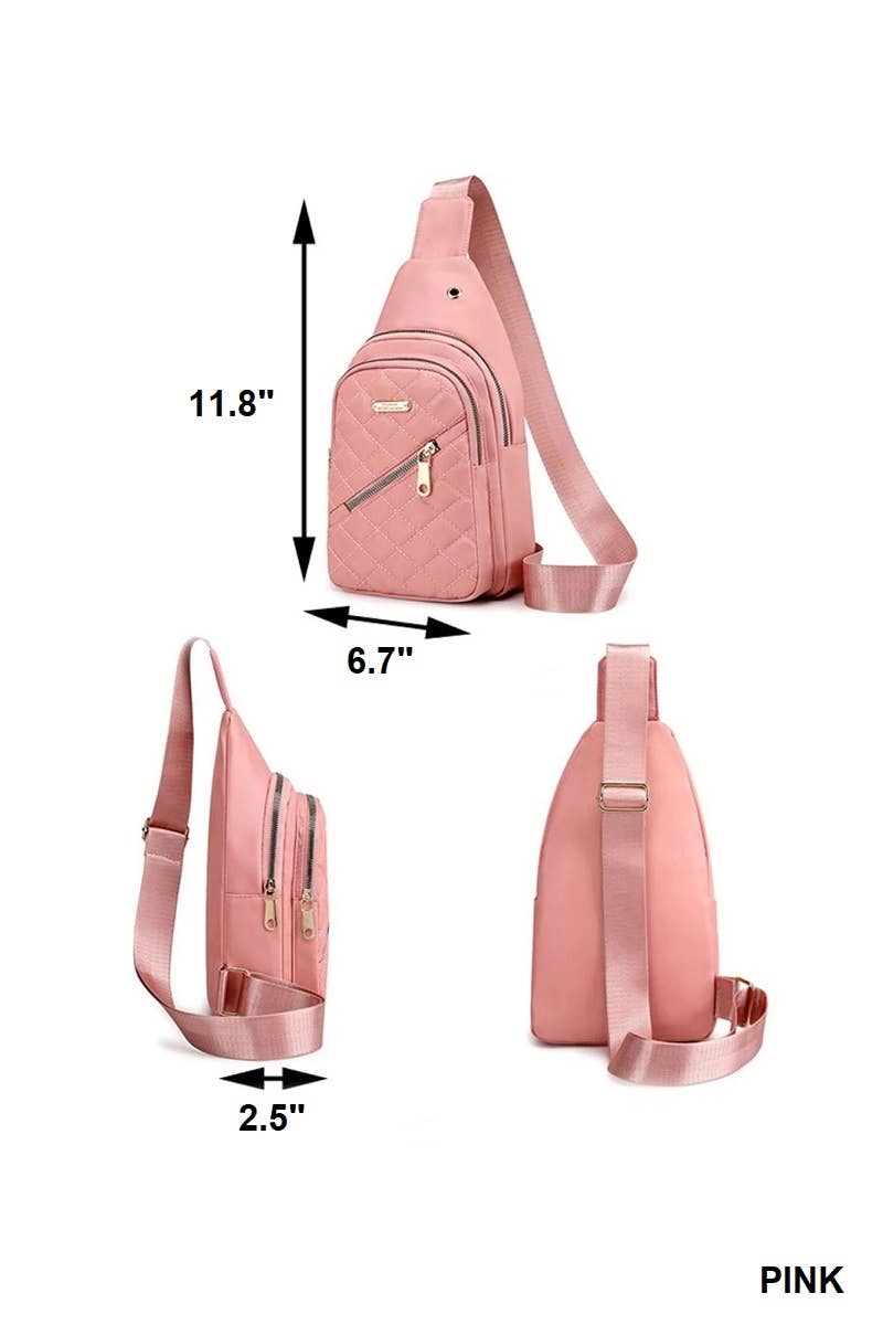 Quilted Multi Pocket Crossbody Sling Bag