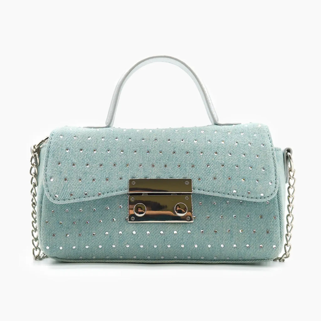 Trendy Denim Crossbody Bag Girls Clutch Purse with Chain