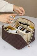 Vegan Leather Checkered Makeup Bag
