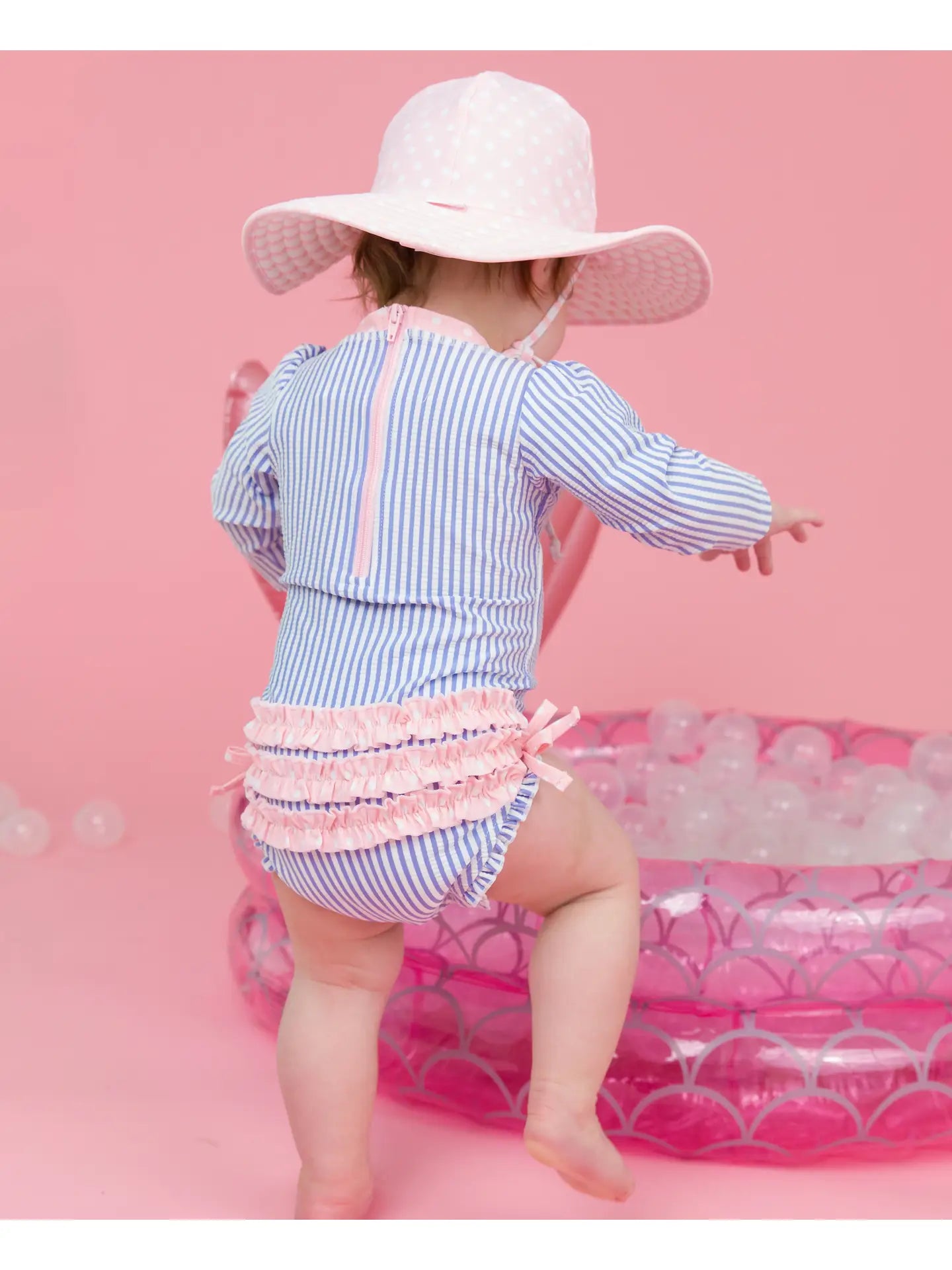 Baby Girls Periwinkle Blue Seersucker Long Sleeve BABY