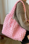 Solid Bubble Textured Large Tote Bag