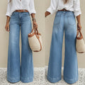 Vintage Wash Wide-Leg Jeans For Women – Casual Denim Trousers