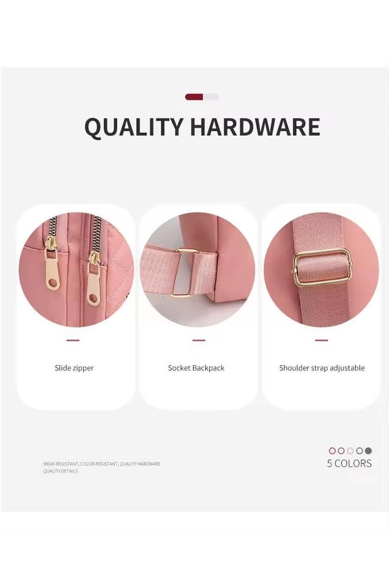 Quilted Multi Pocket Crossbody Sling Bag