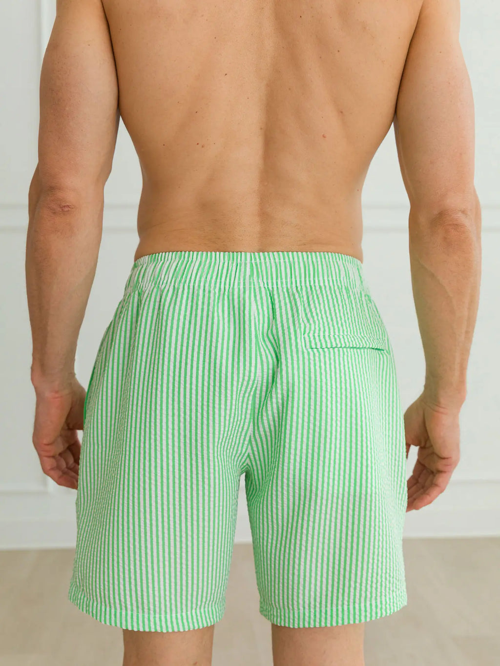 Men's Spring Green Seersucker Swim Trunks
