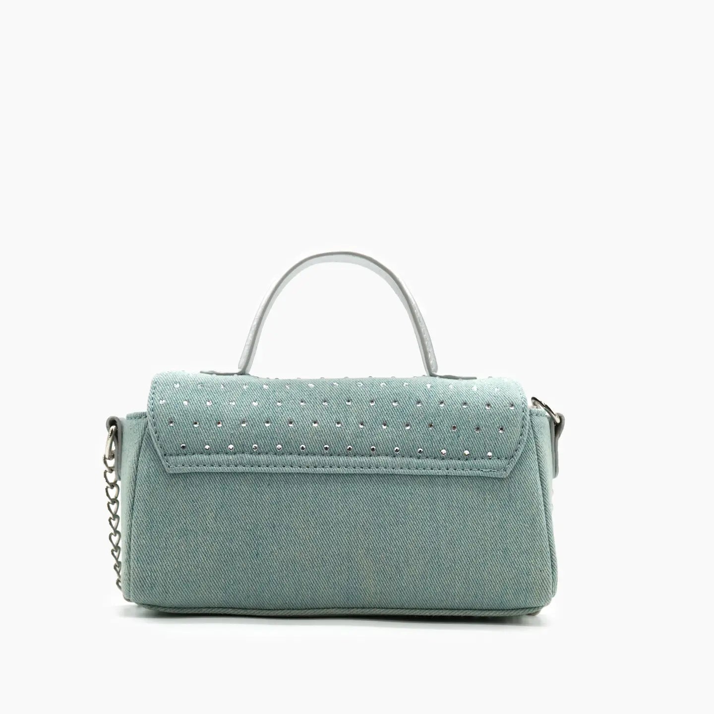 Trendy Denim Crossbody Bag Girls Clutch Purse with Chain